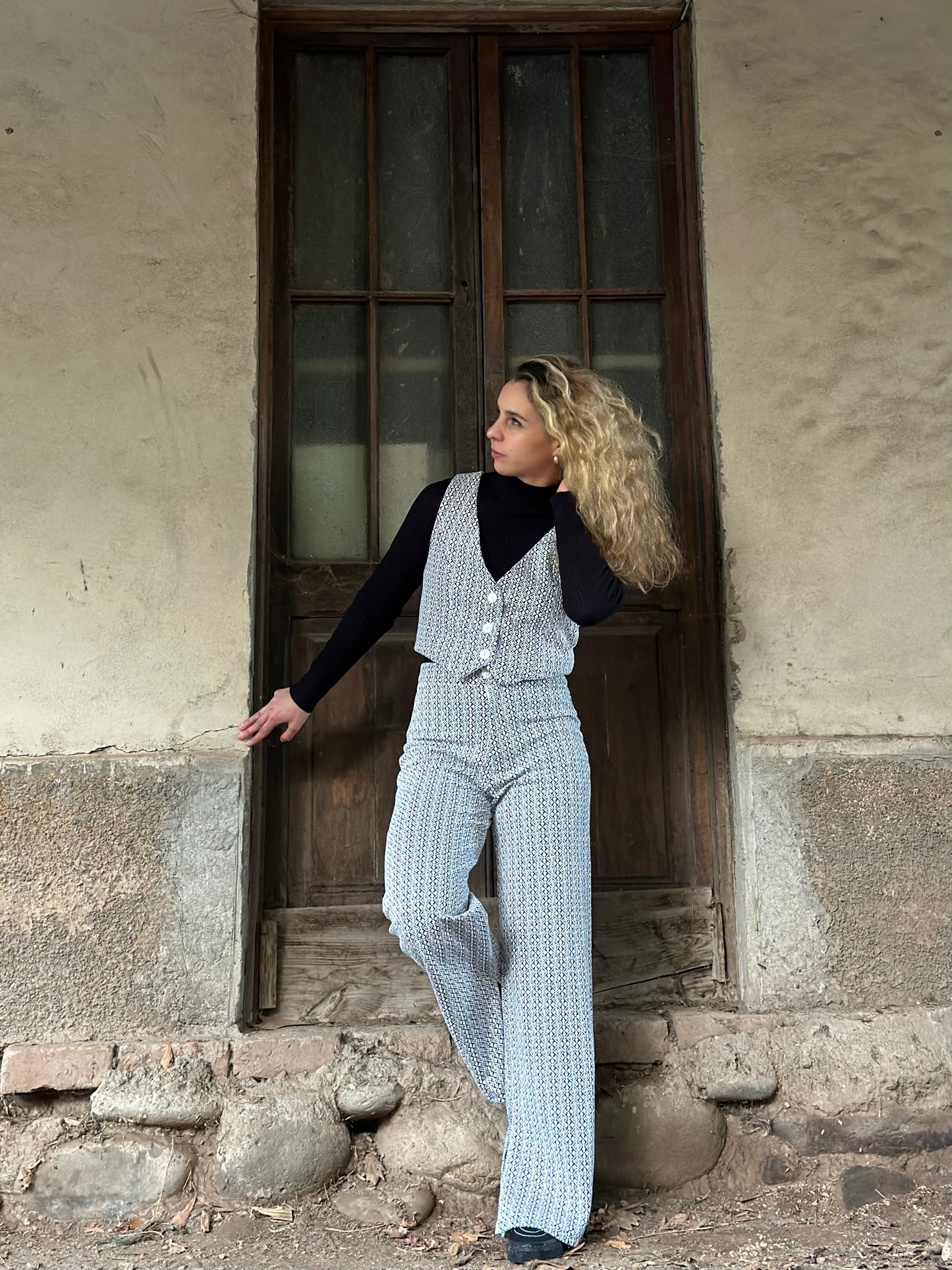 Pantalón recto azul